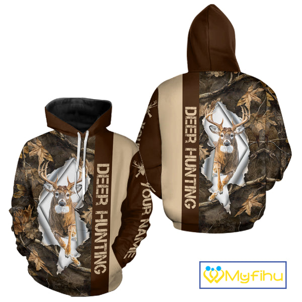 Whitetail Deer Hunting Shirt Forest Camo Custom Name Hunting Clothes For Deer Hunters NBT329