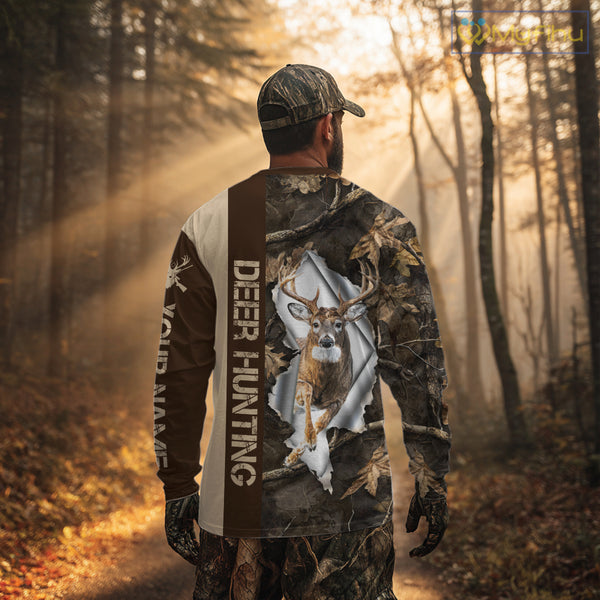 Whitetail Deer Hunting Shirt Forest Camo Custom Name Hunting Clothes For Deer Hunters NBT329