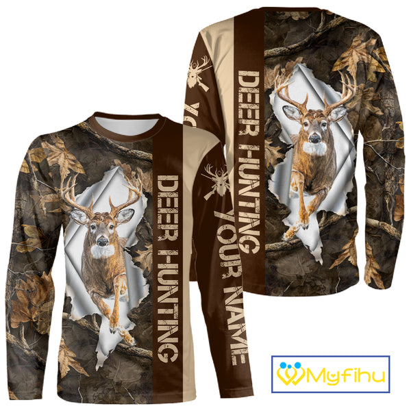 Whitetail Deer Hunting Shirt Forest Camo Custom Name Hunting Clothes For Deer Hunters NBT329