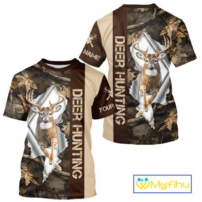 Whitetail Deer Hunting Shirt Forest Camo Custom Name Hunting Clothes For Deer Hunters NBT329