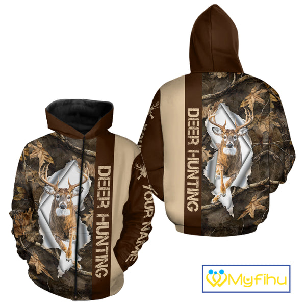 Whitetail Deer Hunting Shirt Forest Camo Custom Name Hunting Clothes For Deer Hunters NBT329