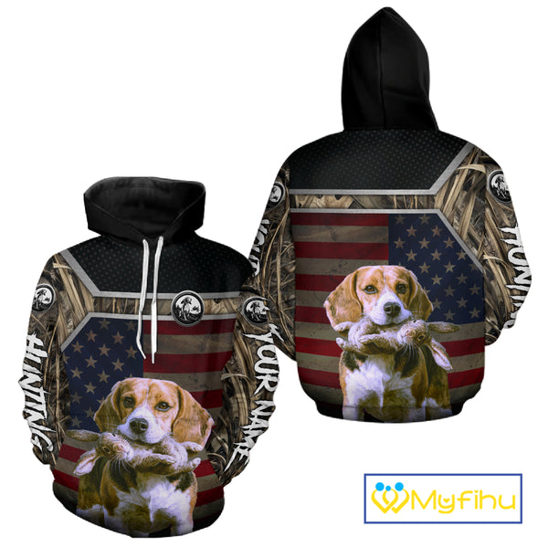 Custom Camouflage Rabbit Hunting Beagle Dog US Flag for Men, Rabbit Hunting Gifts NBT244
