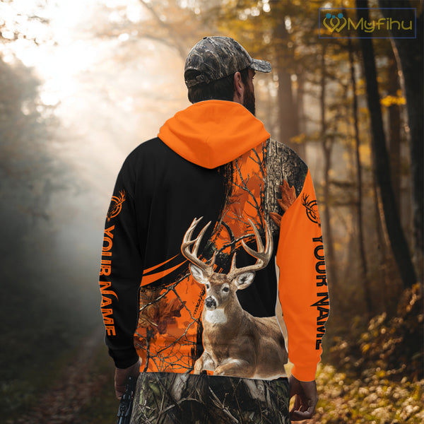 Deer Hunting Orange Camouflage 3D Prints Shirts for Hunters, Best Custom Hunting Shirts NBT178