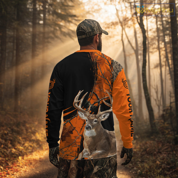 Deer Hunting Orange Camouflage 3D Prints Shirts for Hunters, Best Custom Hunting Shirts NBT178