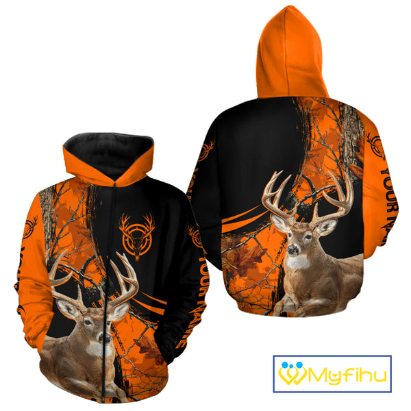 Deer Hunting Orange Camouflage 3D Prints Shirts for Hunters, Best Custom Hunting Shirts NBT178