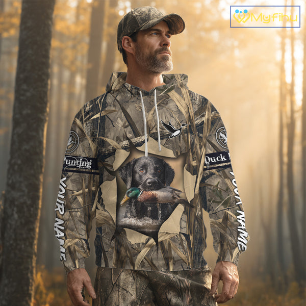 Mallard Duck Hunting Black Labrador Retriever Camo 3D Shirts, Duck Hunting Gifts NBT193