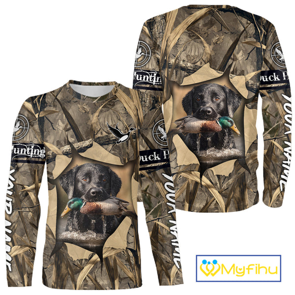 Mallard Duck Hunting Black Labrador Retriever Camo 3D Shirts, Duck Hunting Gifts NBT193