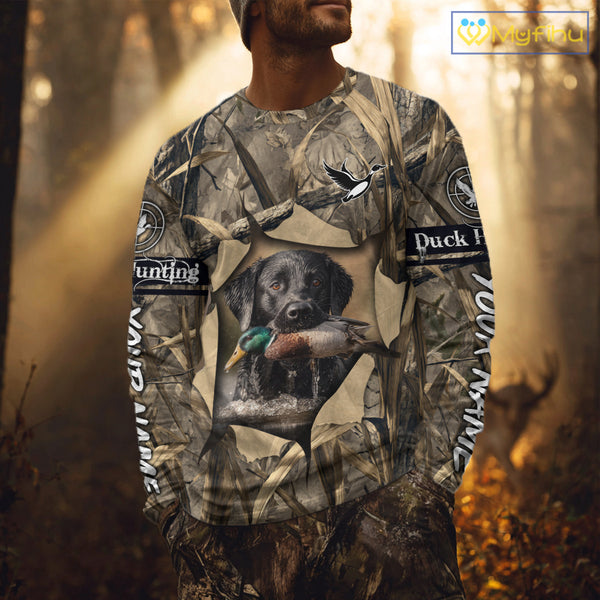 Mallard Duck Hunting Black Labrador Retriever Camo 3D Shirts, Duck Hunting Gifts NBT193
