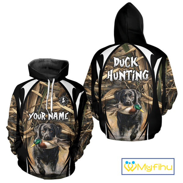 Duck Hunting with Black Lab Camo 3D All Over Printed Shirts, Camouflage Duck Hunting Clothing NBT206