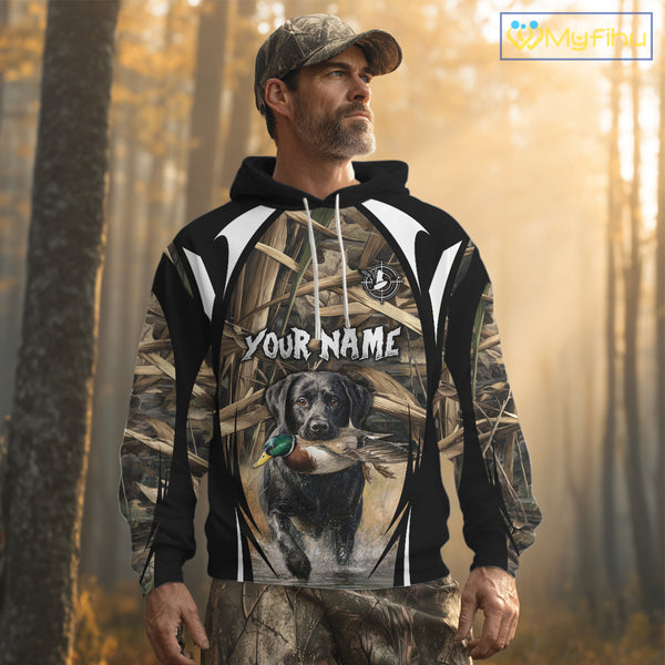 Duck Hunting with Black Lab Camo 3D All Over Printed Shirts, Camouflage Duck Hunting Clothing NBT206