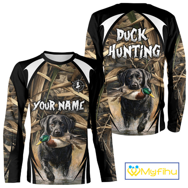 Duck Hunting with Black Lab Camo 3D All Over Printed Shirts, Camouflage Duck Hunting Clothing NBT206