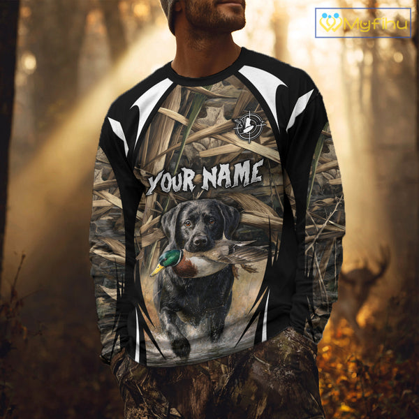 Duck Hunting with Black Lab Camo 3D All Over Printed Shirts, Camouflage Duck Hunting Clothing NBT206