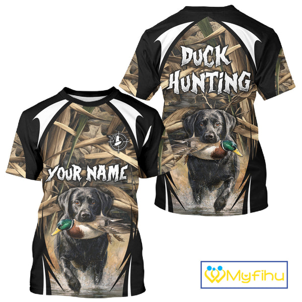 Duck Hunting with Black Lab Camo 3D All Over Printed Shirts, Camouflage Duck Hunting Clothing NBT206