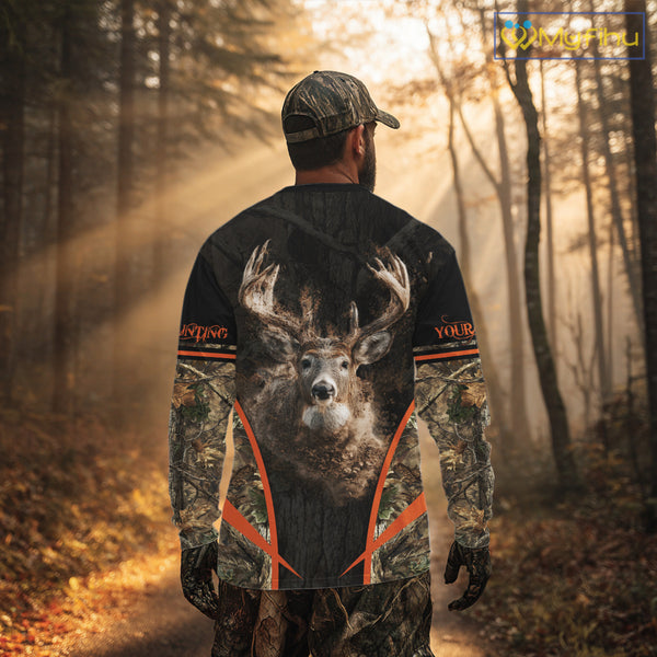 Personalized Whitetail Deer Hunting Shirt Brown Camo Custom Name, Deer Hunting Clothes NBT280