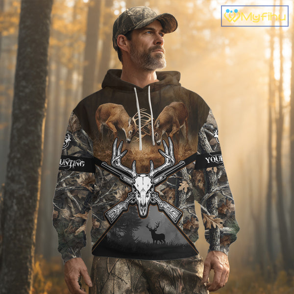 Whitetail Deer Hunting Custom Name Camo Shirt, Deer Hunting Clothing, Camouflage Deer Shirts NBT281