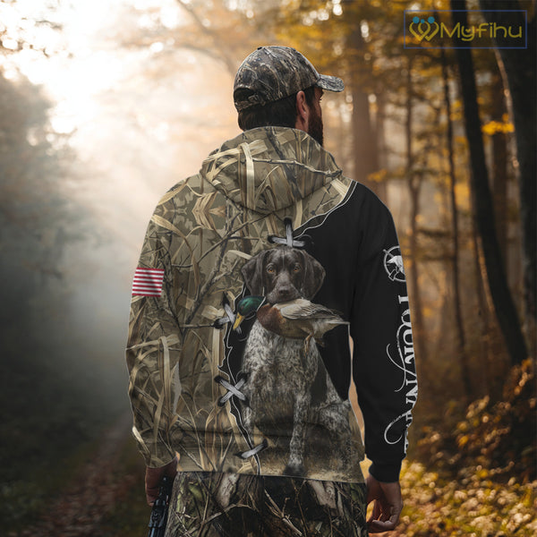 Duck Hunting with German Wirehaired Pointer Customize Name 3D All Over Printed Shirts Personalized Gift NBT151