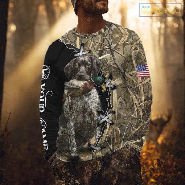 Duck Hunting with German Wirehaired Pointer Customize Name 3D All Over Printed Shirts Personalized Gift NBT151