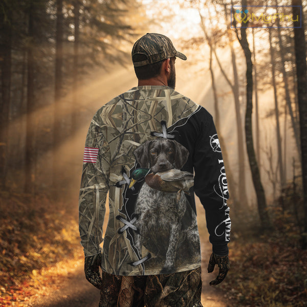 Duck Hunting with German Wirehaired Pointer Customize Name 3D All Over Printed Shirts Personalized Gift NBT151