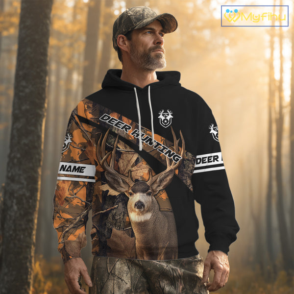Deer Hunting Orange Camouflage Custom Name Shirts, Personalized Deer Hunting Clothes, Hunting Gifts NBT167