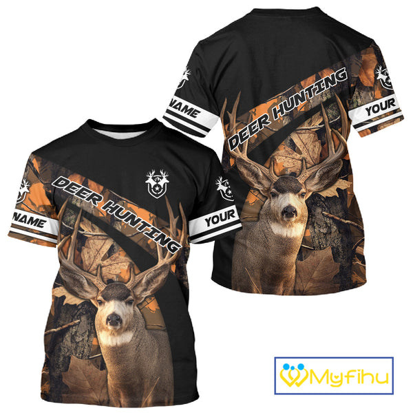 Deer Hunting Orange Camouflage Custom Name Shirts, Personalized Deer Hunting Clothes, Hunting Gifts NBT167