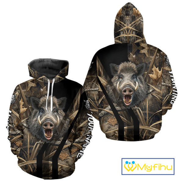 Custom Hog Hunting Camo 3D Printed Shirts, Boar Hunting Shirt for Hunter, Hunting Gifts NBT176