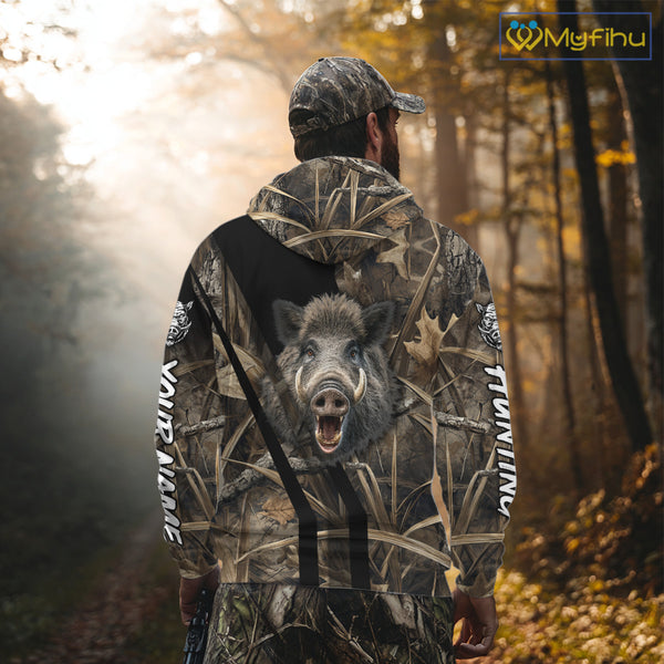 Custom Hog Hunting Camo 3D Printed Shirts, Boar Hunting Shirt for Hunter, Hunting Gifts NBT176