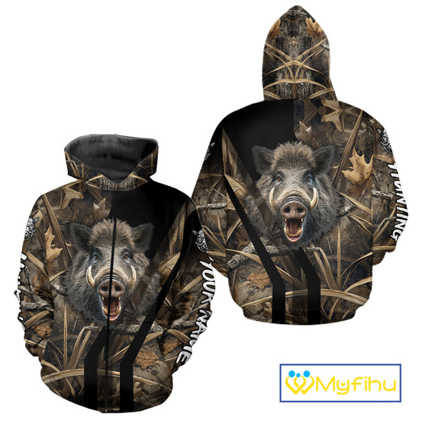 Custom Hog Hunting Camo 3D Printed Shirts, Boar Hunting Shirt for Hunter, Hunting Gifts NBT176
