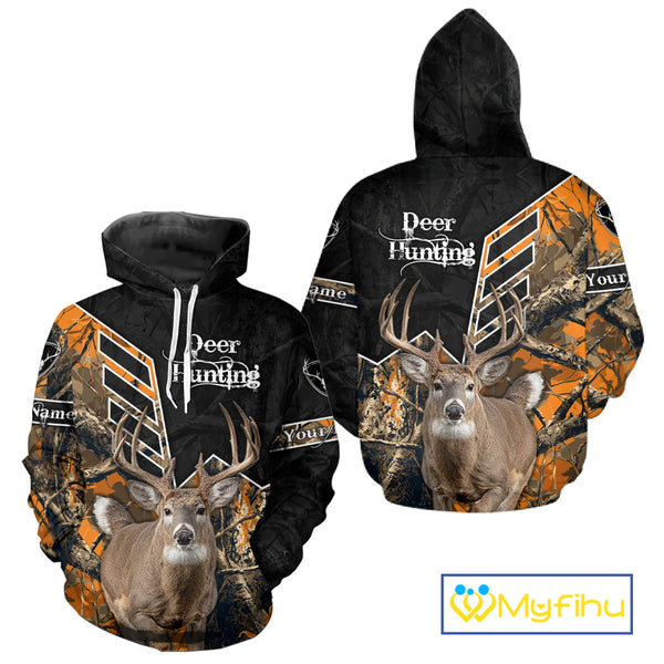 Whitetail Deer Hunting Camo Custom Name 3D Prints Shirts for Men, Hunting Gifts NBT182