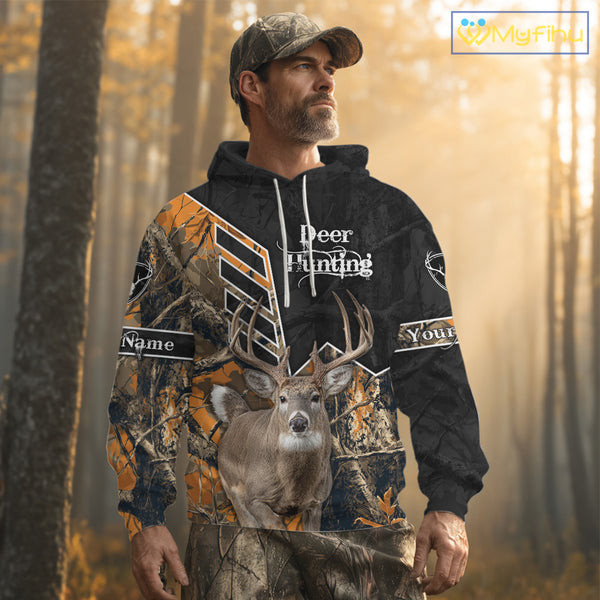 Whitetail Deer Hunting Camo Custom Name 3D Prints Shirts for Men, Hunting Gifts NBT182