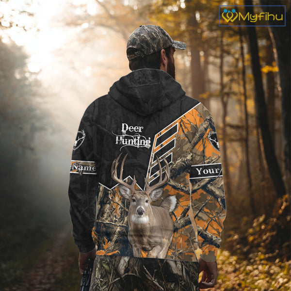Whitetail Deer Hunting Camo Custom Name 3D Prints Shirts for Men, Hunting Gifts NBT182