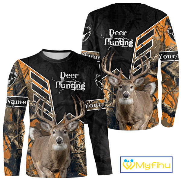 Whitetail Deer Hunting Camo Custom Name 3D Prints Shirts for Men, Hunting Gifts NBT182