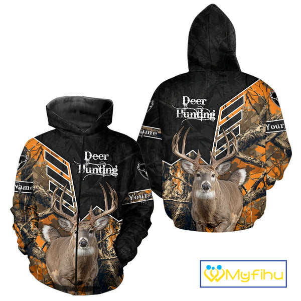 Whitetail Deer Hunting Camo Custom Name 3D Prints Shirts for Men, Hunting Gifts NBT182
