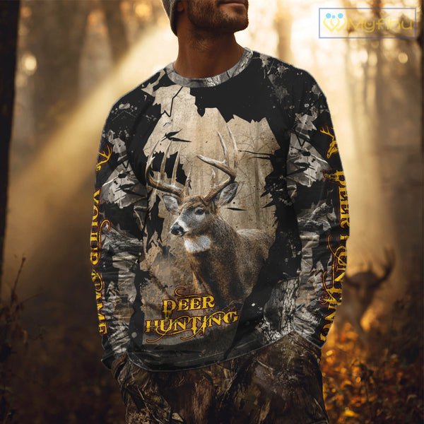 Personalized Deer Hunting 3D All Over Printed Hoodie Brown Camo, Hunting Gift NBT306