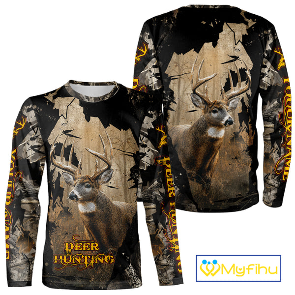 Personalized Deer Hunting 3D All Over Printed Hoodie Brown Camo, Hunting Gift NBT306
