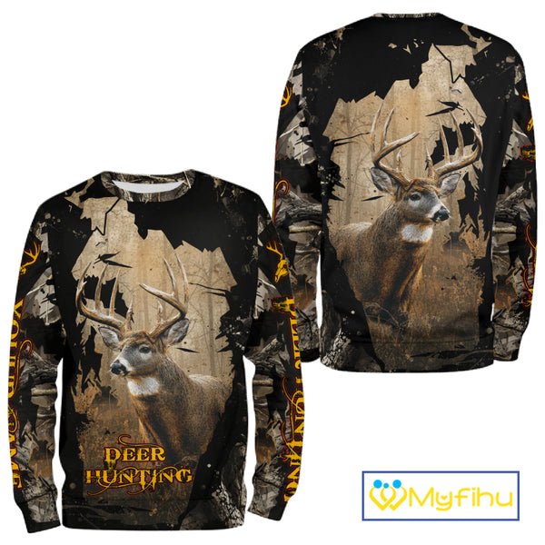 Personalized Deer Hunting 3D All Over Printed Hoodie Brown Camo, Hunting Gift NBT306