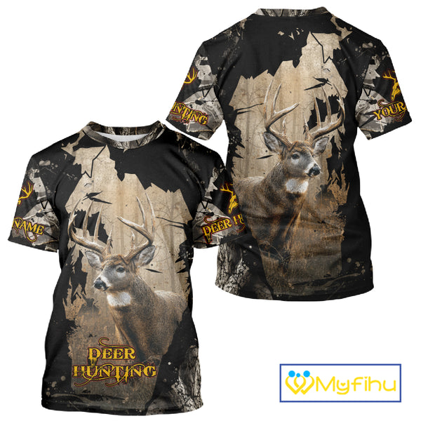 Personalized Deer Hunting 3D All Over Printed Hoodie Brown Camo, Hunting Gift NBT306