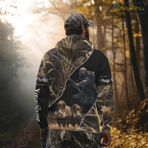 Wild Boar Bow Hunting Grim Reaper Camouflage 3D Shirts, Custom Boar Shirt NBT202