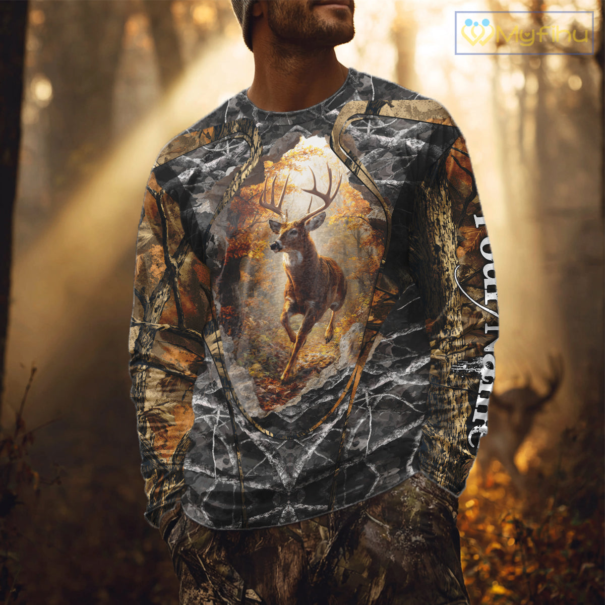 Personalized Deer Hunting 3D All Over Printed Camo Custom Name Shirt, Hunting Gift NBT311