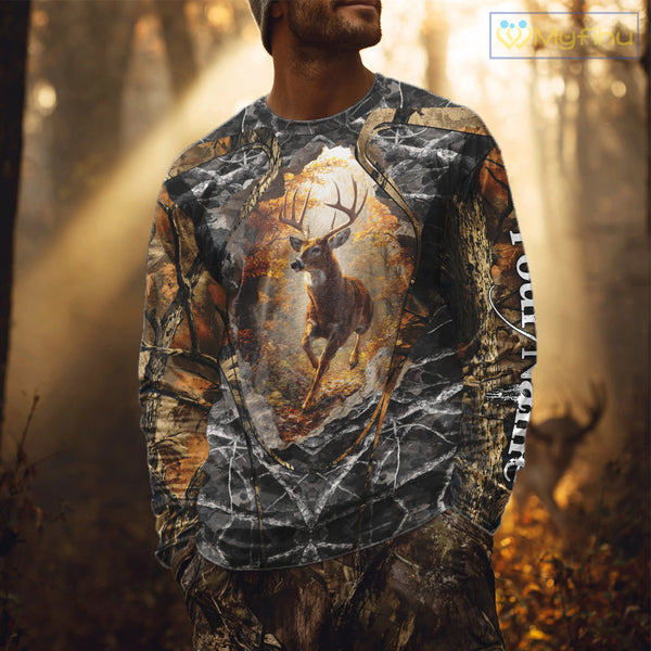 Personalized Deer Hunting 3D All Over Printed Camo Custom Name Shirt, Hunting Gift NBT311
