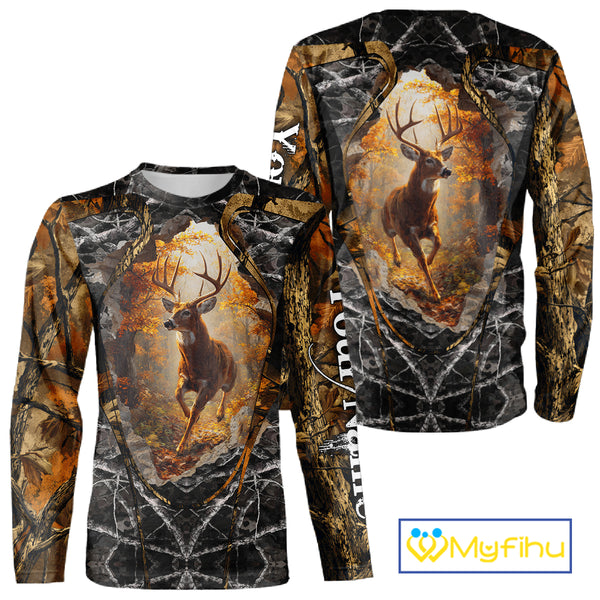 Personalized Deer Hunting 3D All Over Printed Camo Custom Name Shirt, Hunting Gift NBT311