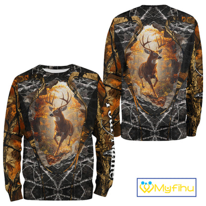 Personalized Deer Hunting 3D All Over Printed Camo Custom Name Shirt, Hunting Gift NBT311