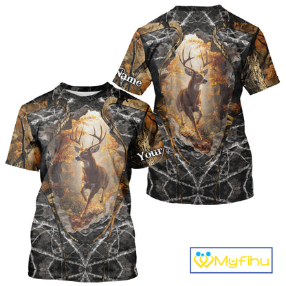 Personalized Deer Hunting 3D All Over Printed Camo Custom Name Shirt, Hunting Gift NBT311