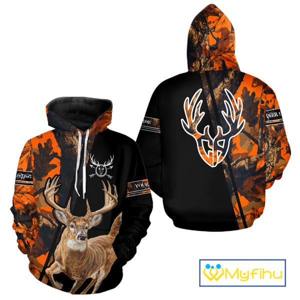 Orange Forest Camo Deer Hunting Shirts With Full All Over 3D For Deer Hunters NBT274