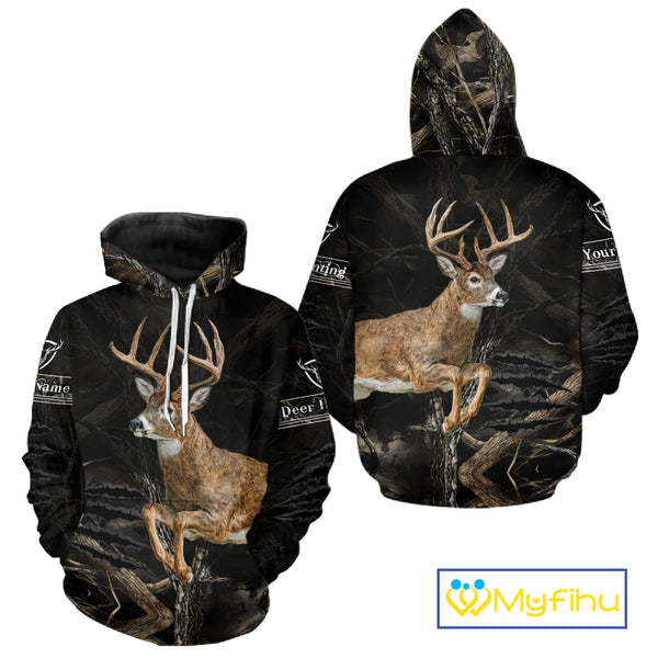 Deer Hunting Dark Camouflage Shirts for Deer Hunters, Personalized Hunting Shirts NBT278