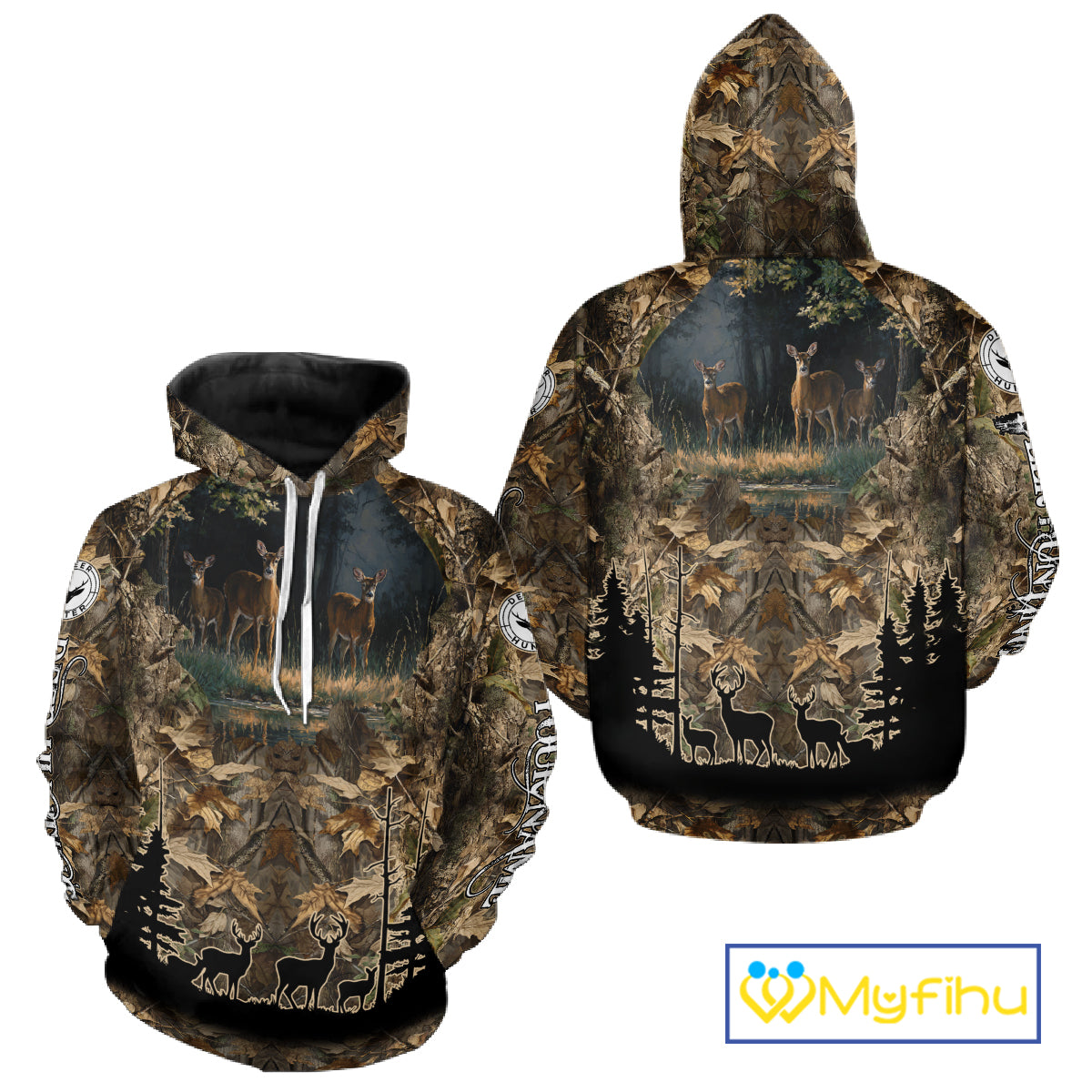 Deer Hunting 3D All Over Print Shirt Custom Brown Fall Season Camo Hunting Clothes NBT322