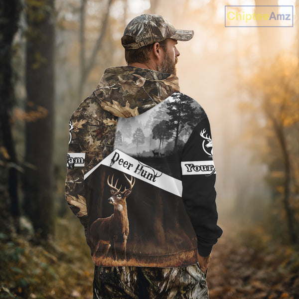 Custom Whitetail Deer Hunting Camouflage Shirts, Hunting Clothes for Men Hunter Gift Ideas NBT134
