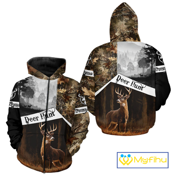 Custom Whitetail Deer Hunting Camouflage Shirts, Hunting Clothes for Men Hunter Gift Ideas NBT134