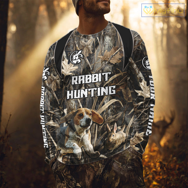 Custom Rabbit Hunting Beagle Dog 3D All Over Printed Shirts, Rabbit Hunting Clothes for Men NBT340