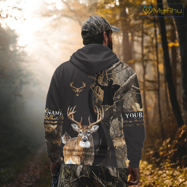 Deer Bow Hunting Camouflage Custom Name Shirts, Personalized Deer Hunting Clothes NBT342