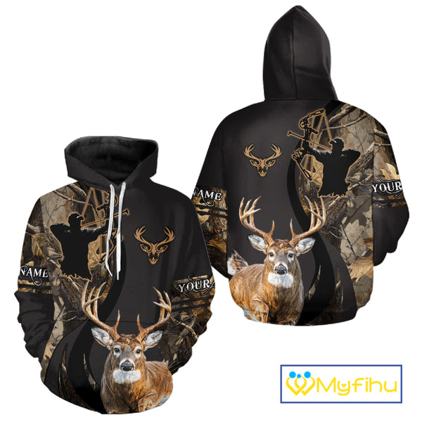 Deer Bow Hunting Camouflage Custom Name Shirts, Personalized Deer Hunting Clothes NBT342